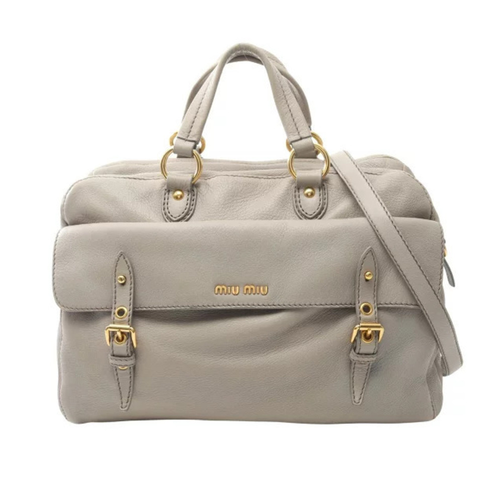 Miu Miu Boston bag leather Beige Cream